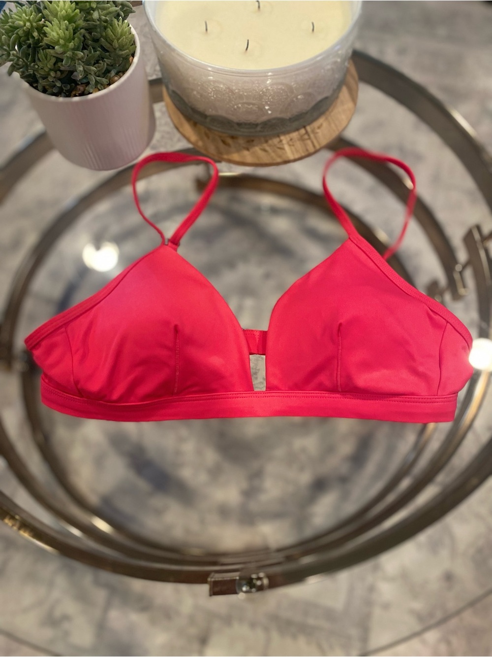 Shade & Shore Pink Triangle Bikini Top size medium